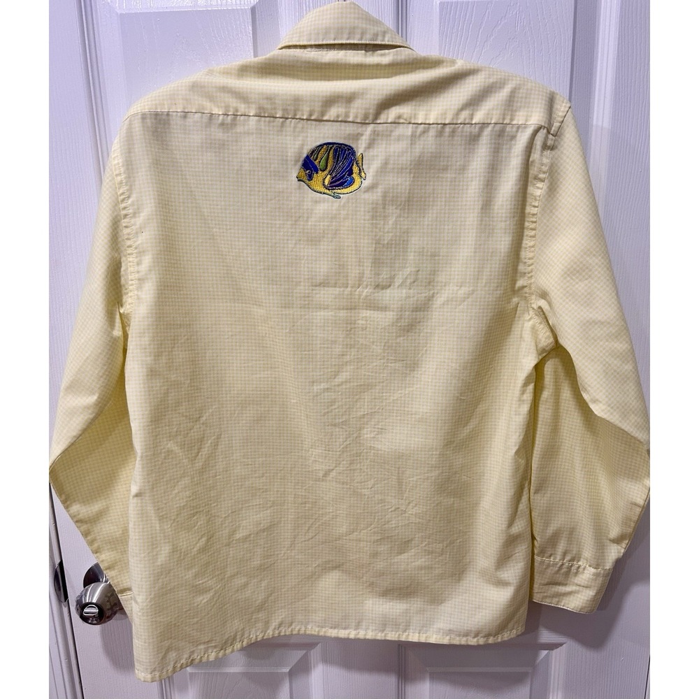 Tia Designs Pompano Beach Vintage Yellow Gingham Sea Life Appliques Small Blouse - Picture 2 of 13